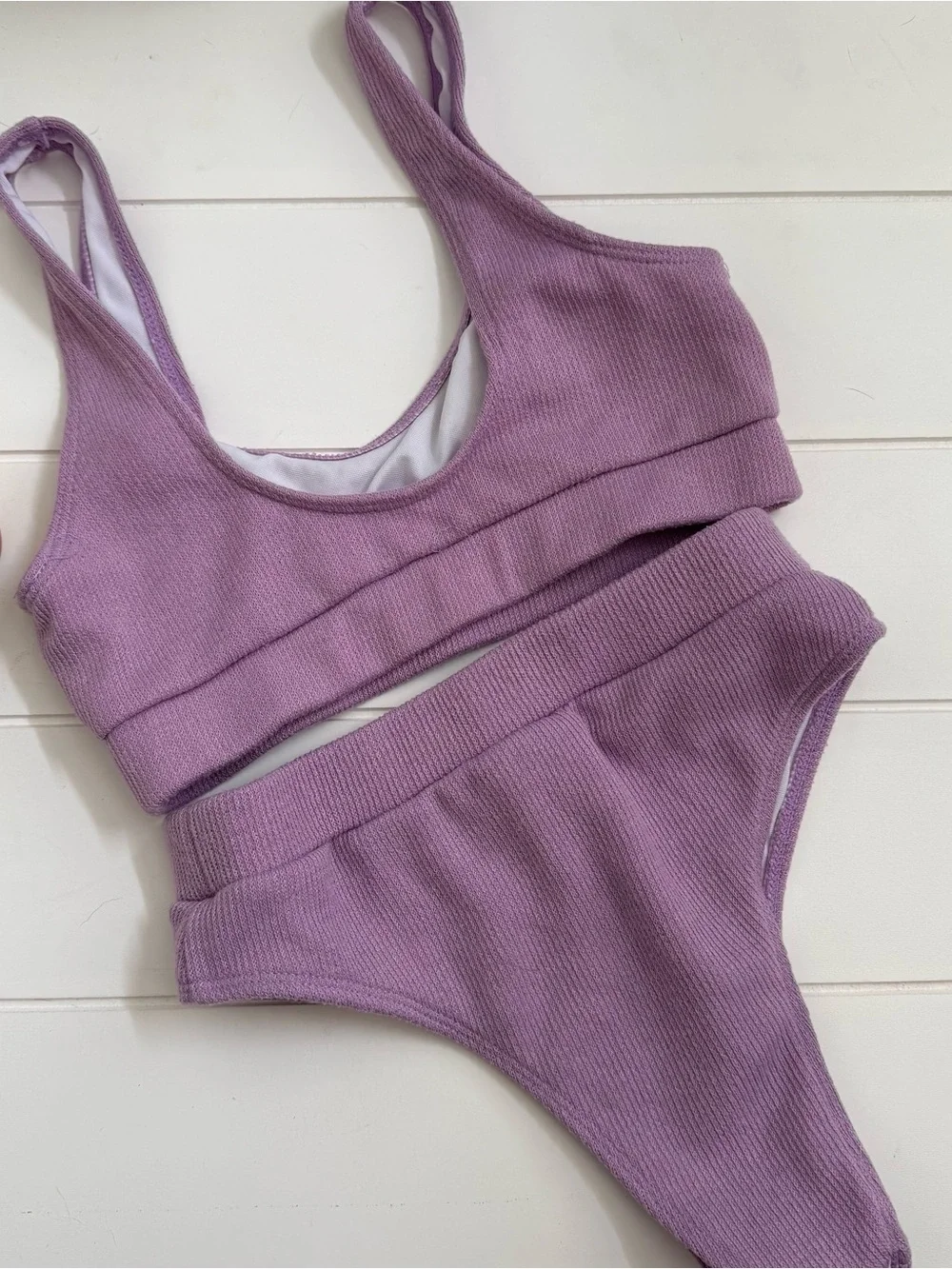 SHEIN Lilac Ribbed Bikini Set